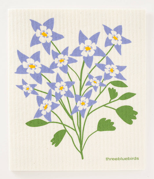 Columbine Flower - Swedish Dishcloths by Three Blue Birds