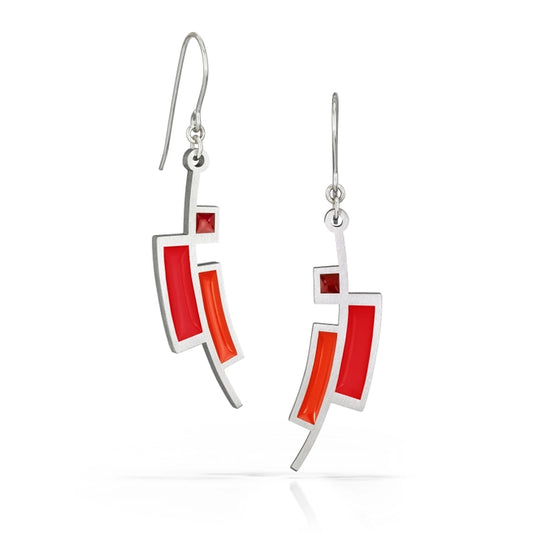 Chaco earrings in Red by Spark Metal Studio