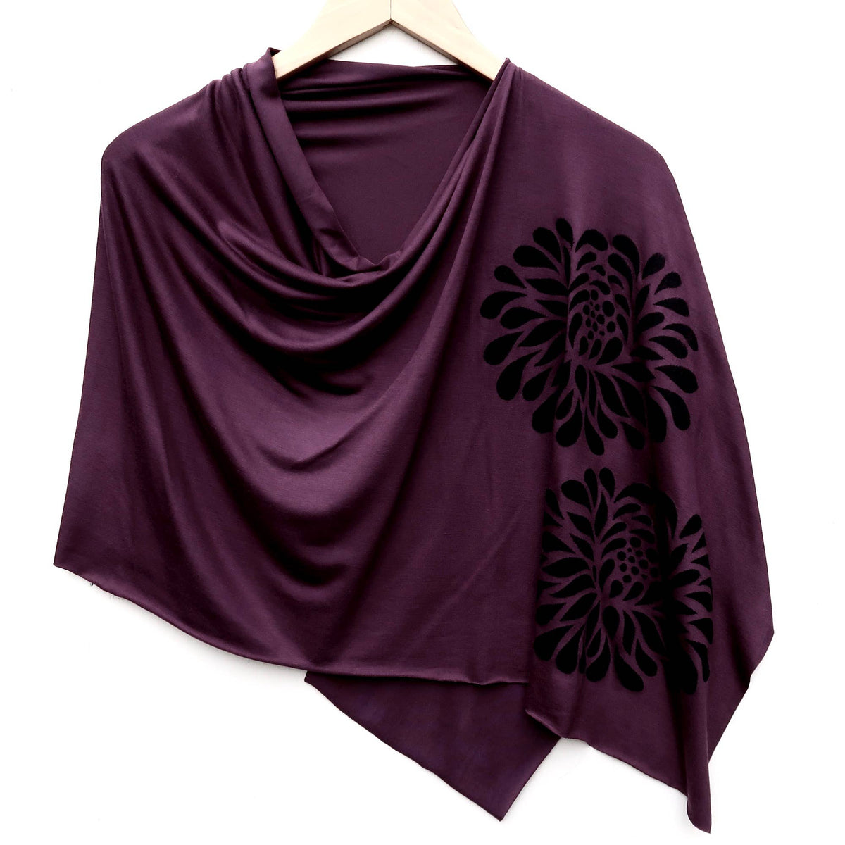 Chrysanthemum Poncho (black ink) by Windsparrow Studio