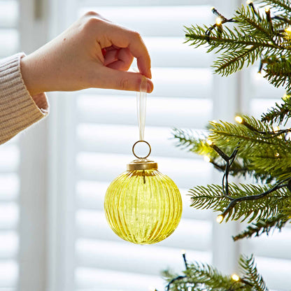 Recycled Glass Ribbed Baubles (3 colors) by Paper High UK