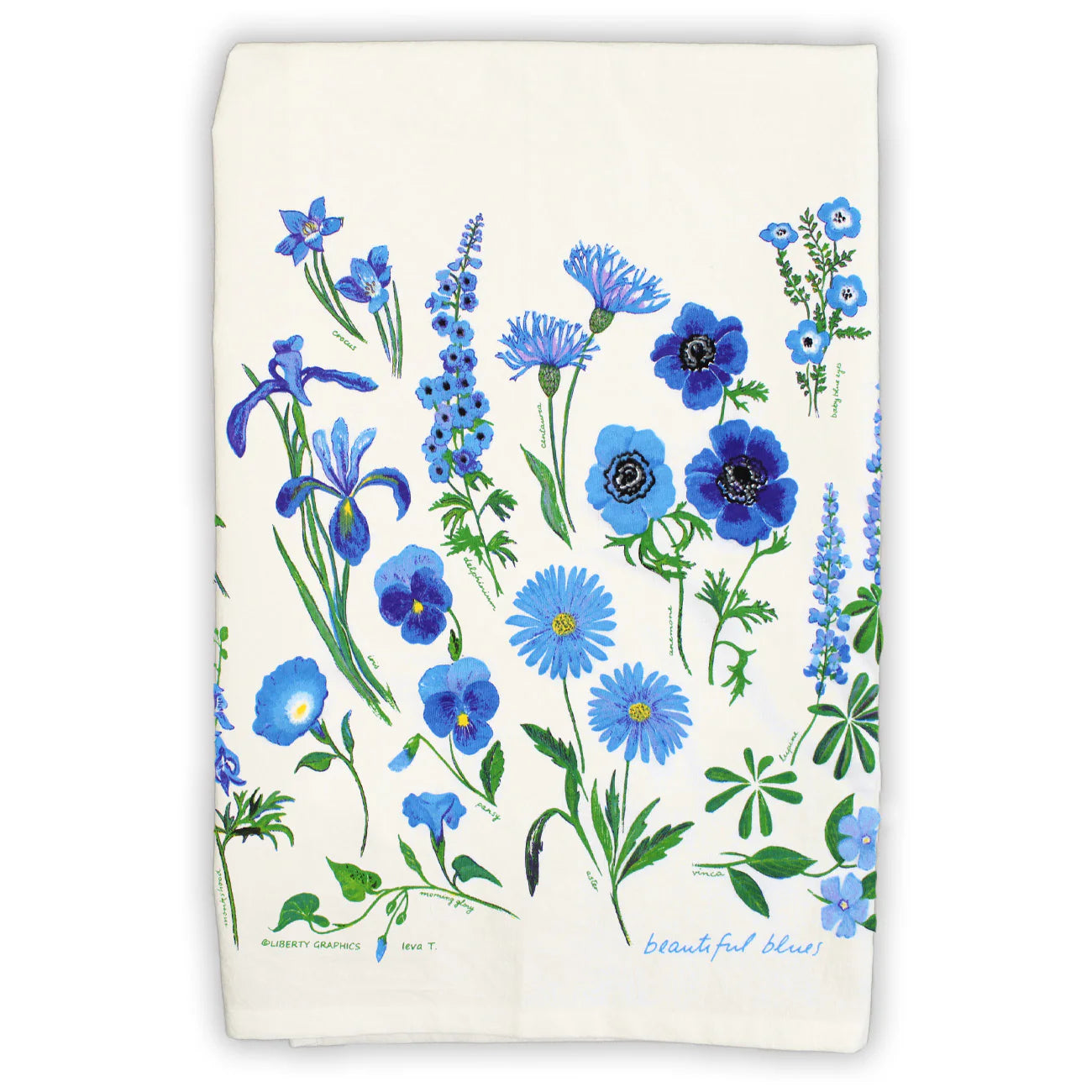 Beautiful Blues - Flour Sack Tea Towel by Liberty Graphics