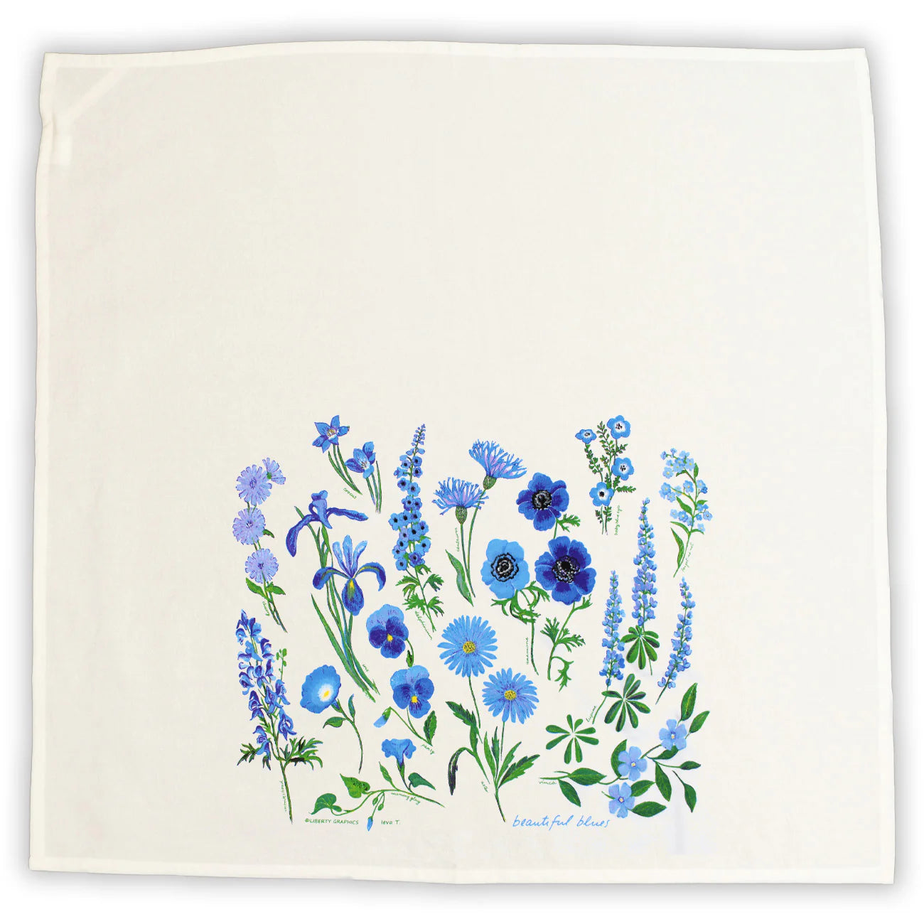 Beautiful Blues - Flour Sack Tea Towel by Liberty Graphics