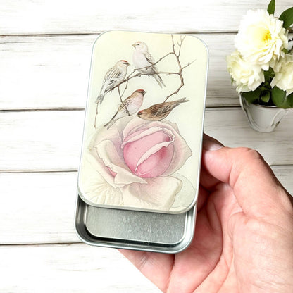 Vintage Rose & Birds Notions Tin from Firefly Notes