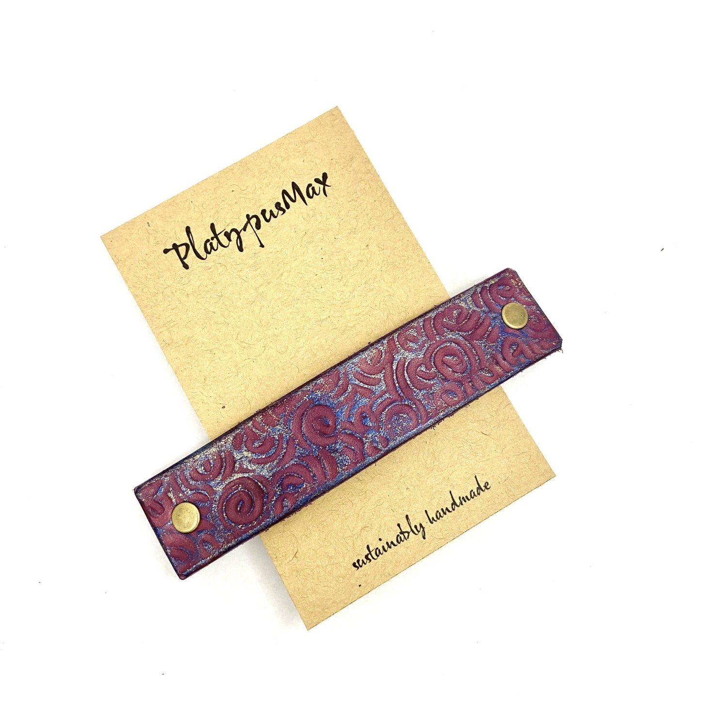 Violet Spirals Leather Hair Barrette by PlatypusMax