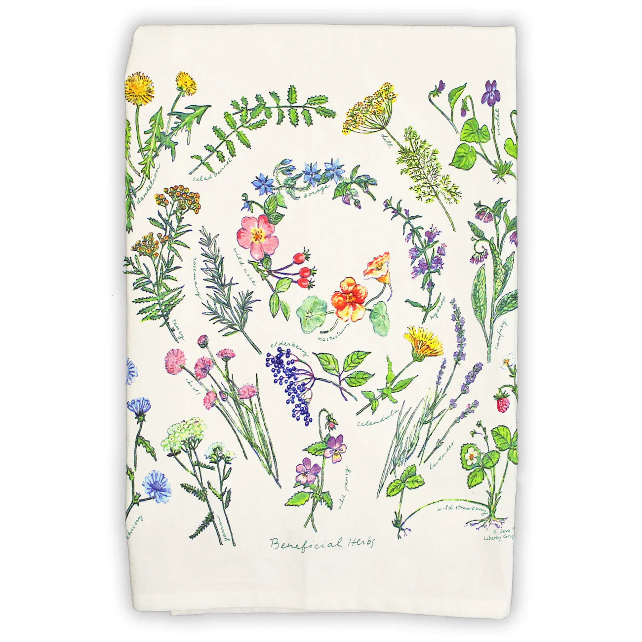 Beneficial Herbs - Flour Sack Tea Towel by Liberty Graphics