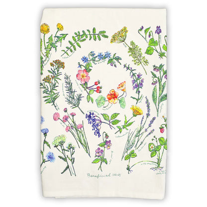 Beneficial Herbs - Flour Sack Tea Towel by Liberty Graphics