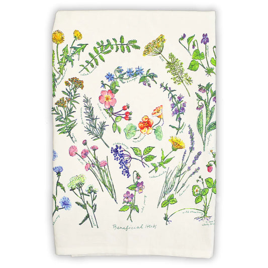 Beneficial Herbs - Flour Sack Tea Towel by Liberty Graphics