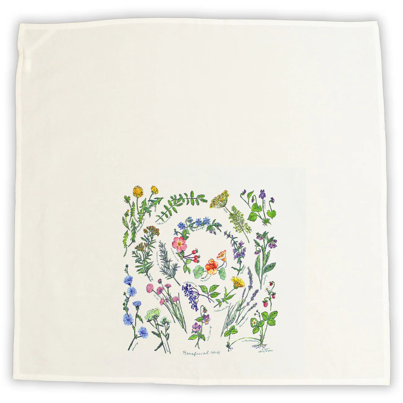 Beneficial Herbs - Flour Sack Tea Towel by Liberty Graphics