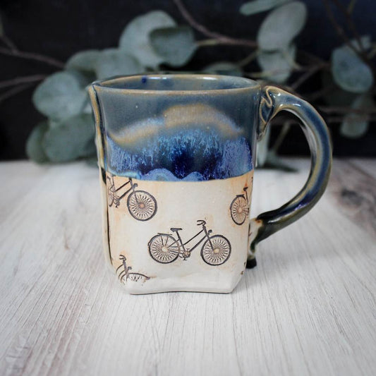 Bike Pattern Mug from Colleen Deiss Designs - Maine Yarn & Fiber Supply