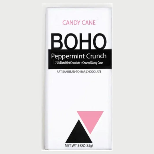 Peppermint Candy Cane Crunch 70% Dark Chocolate Bar by BOHO Chocolate