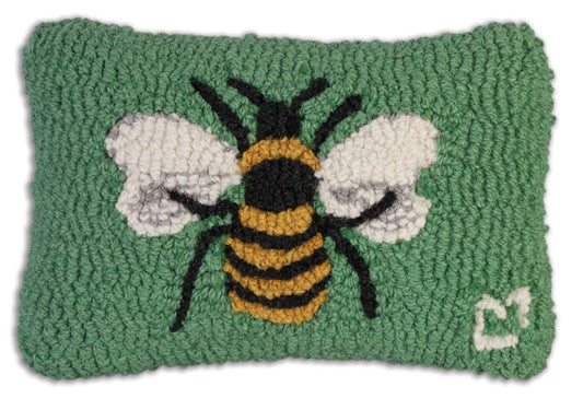 Honey Bee 8" x 12" Hand Hooked Wool Pillow from Chandler 4 Corners - Maine Yarn & Fiber Supply