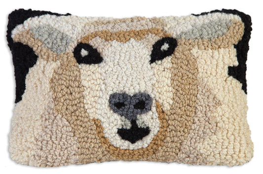 Sheep 8" x 12" Hand Hooked Wool Pillow from Chandler 4 Corners - Maine Yarn & Fiber Supply