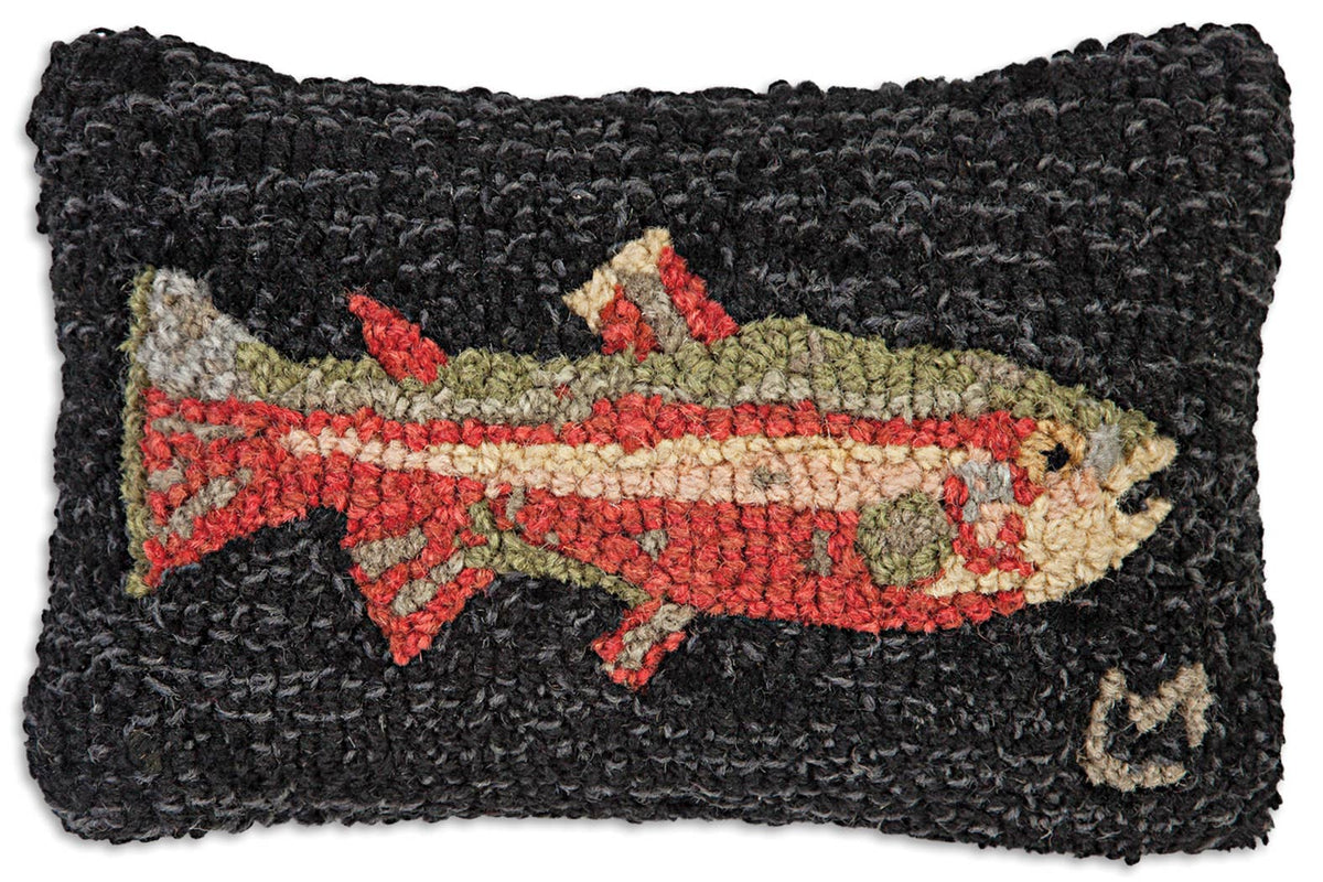 Steelhead Trout 8" x 12" Hand Hooked Wool Pillow from Chandler 4 Corners - Maine Yarn & Fiber Supply