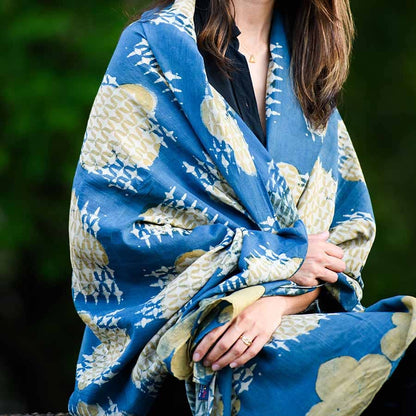 Ira Handmade Block Print Large Scarf by Ichcha