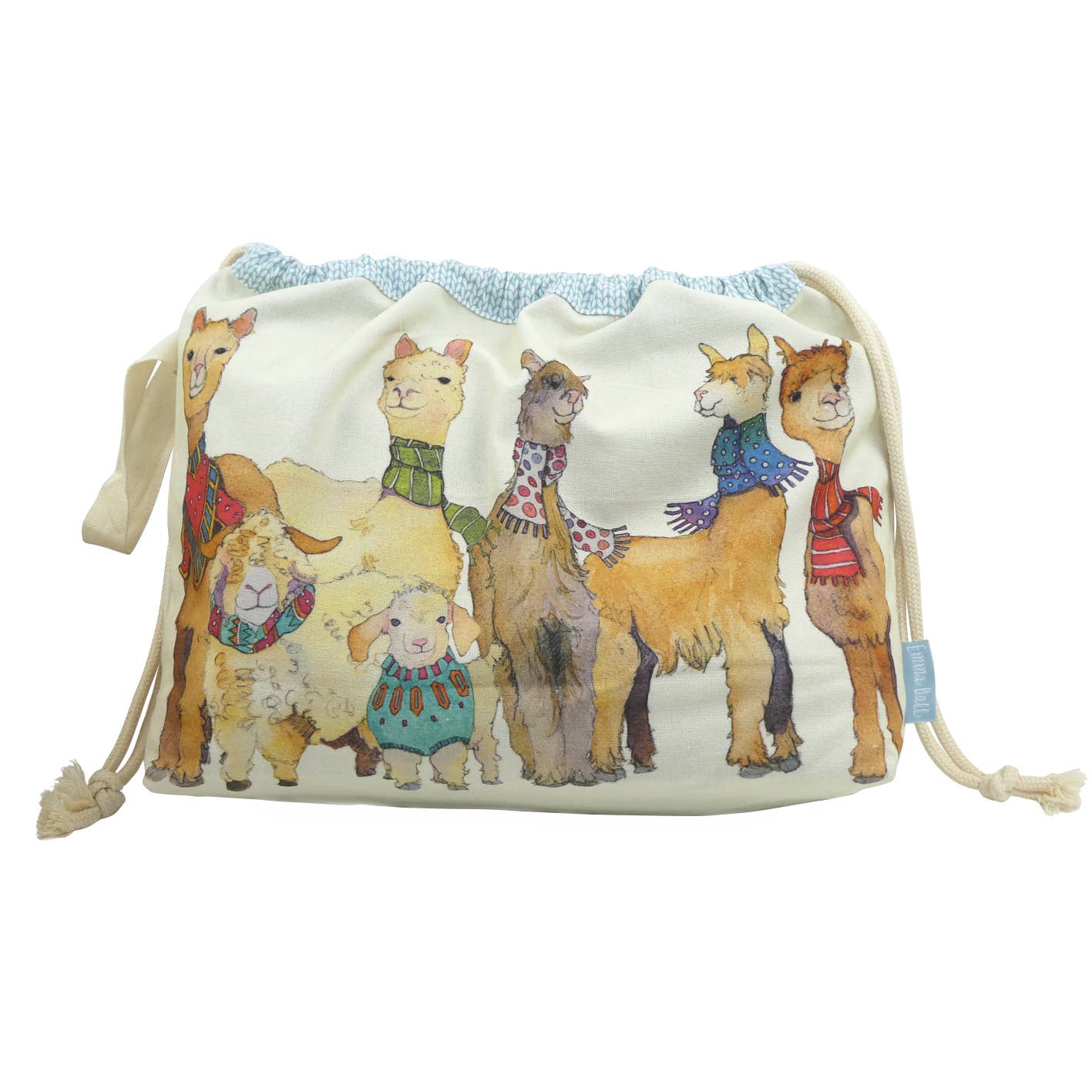 Alpaca & Friends Drawstring Bag from Emma Ball Ltd