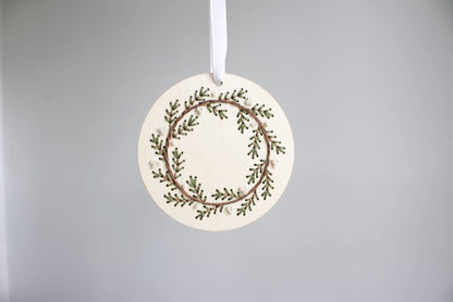 DIY Pine Wreath Wood Ornament Embroidery Kit by The HNB House