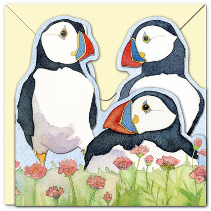 Sea Thrift Puffins Two Fold Greeting Card from Emma Ball