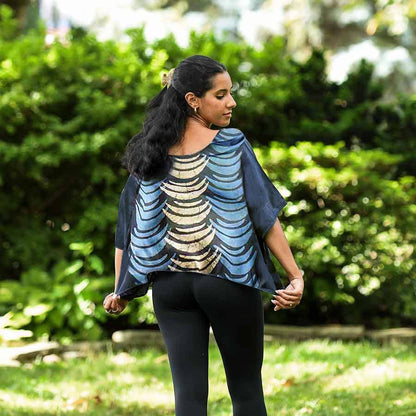 Crescent Block Printed Cotton Silk Croptop by Ichcha - Maine Yarn & Fiber Supply