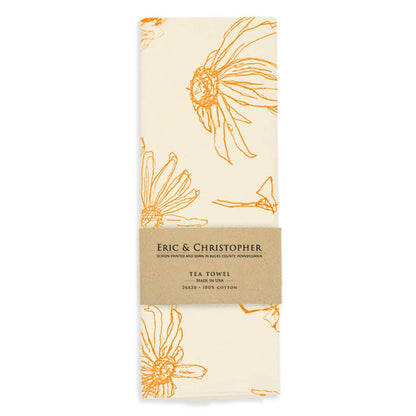 Sunshine Yellow Floral Tea Towel from Eric and Christopher