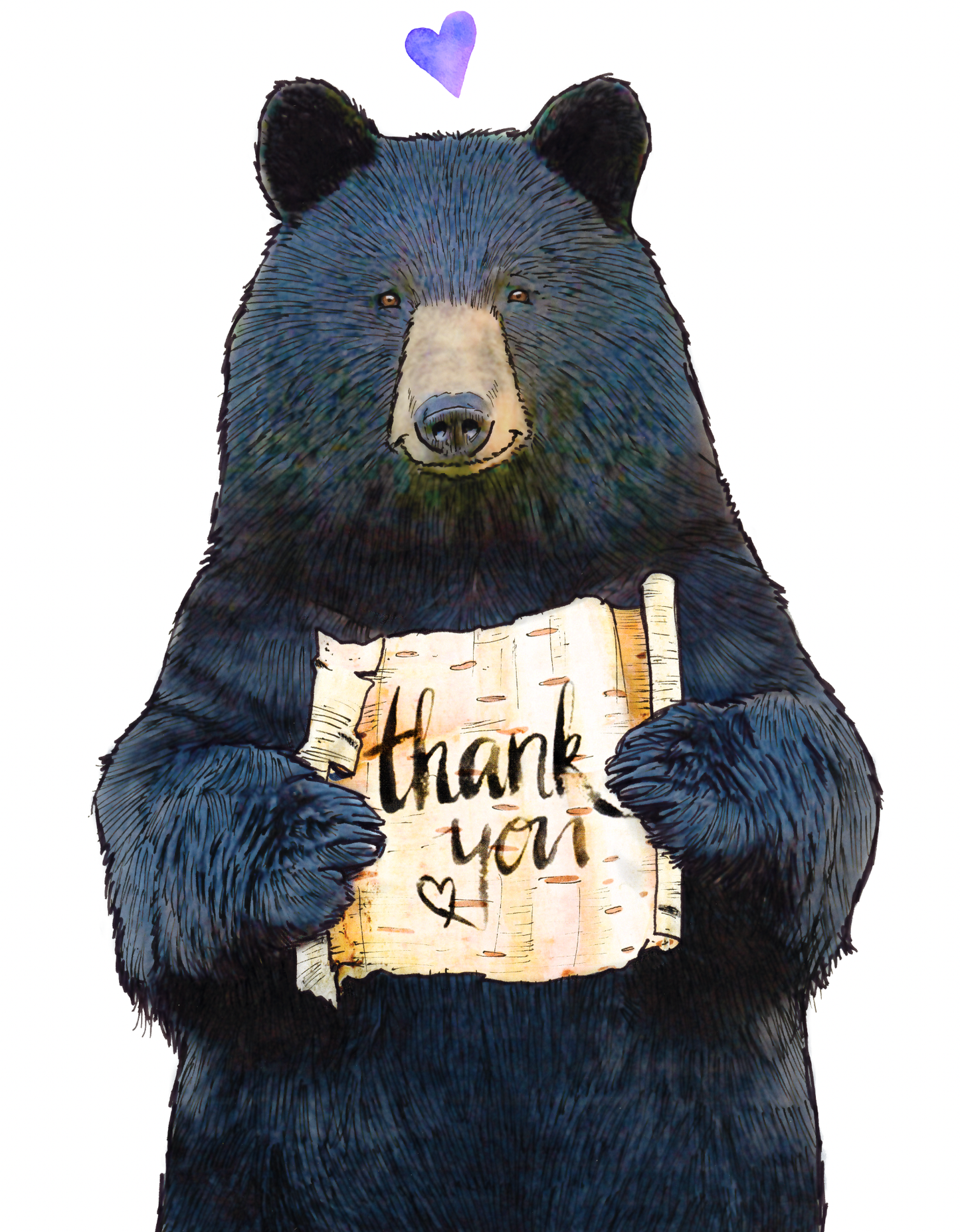 Thank You Bear Greeting Card (blank inside) by Shawn Braley Illustration