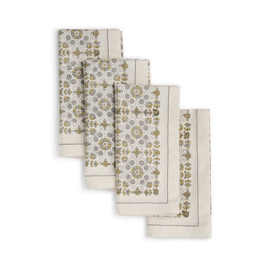 LILY Napkin Hand Block Printed Cotton (set of 4) from Sustainable Threads