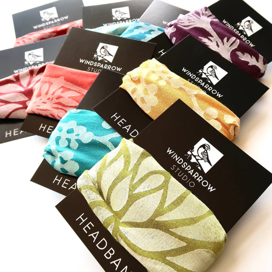 Colorful Botanical Headbands with White Ink by Windsparrow Studio - Maine Yarn & Fiber Supply