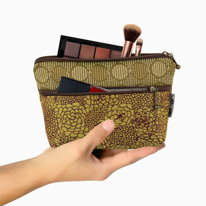 Cosmetic Bag in Stellar Olive by Maruca Design