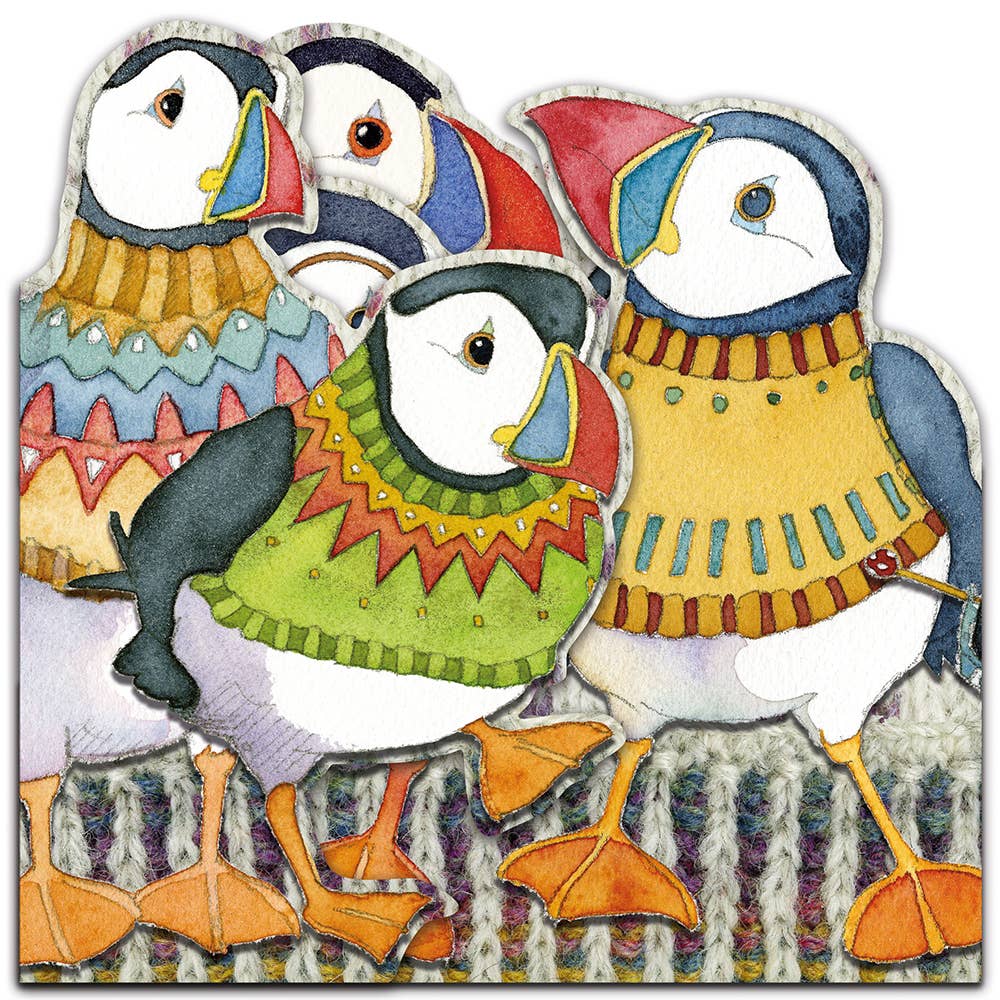 Woolly Puffins Two Fold Greeting Card from Emma Ball