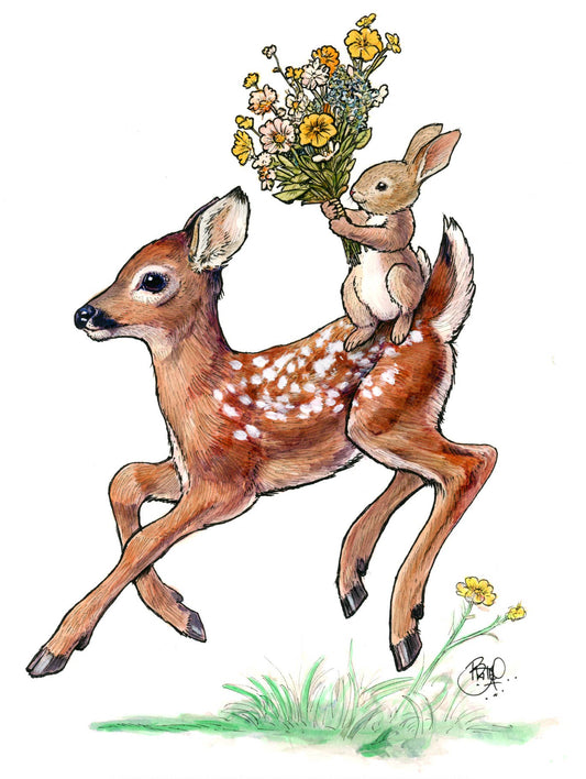 Bearer of the Bouquet Greeting Card (blank inside) by Shawn Braley Illustration - Maine Yarn & Fiber Supply