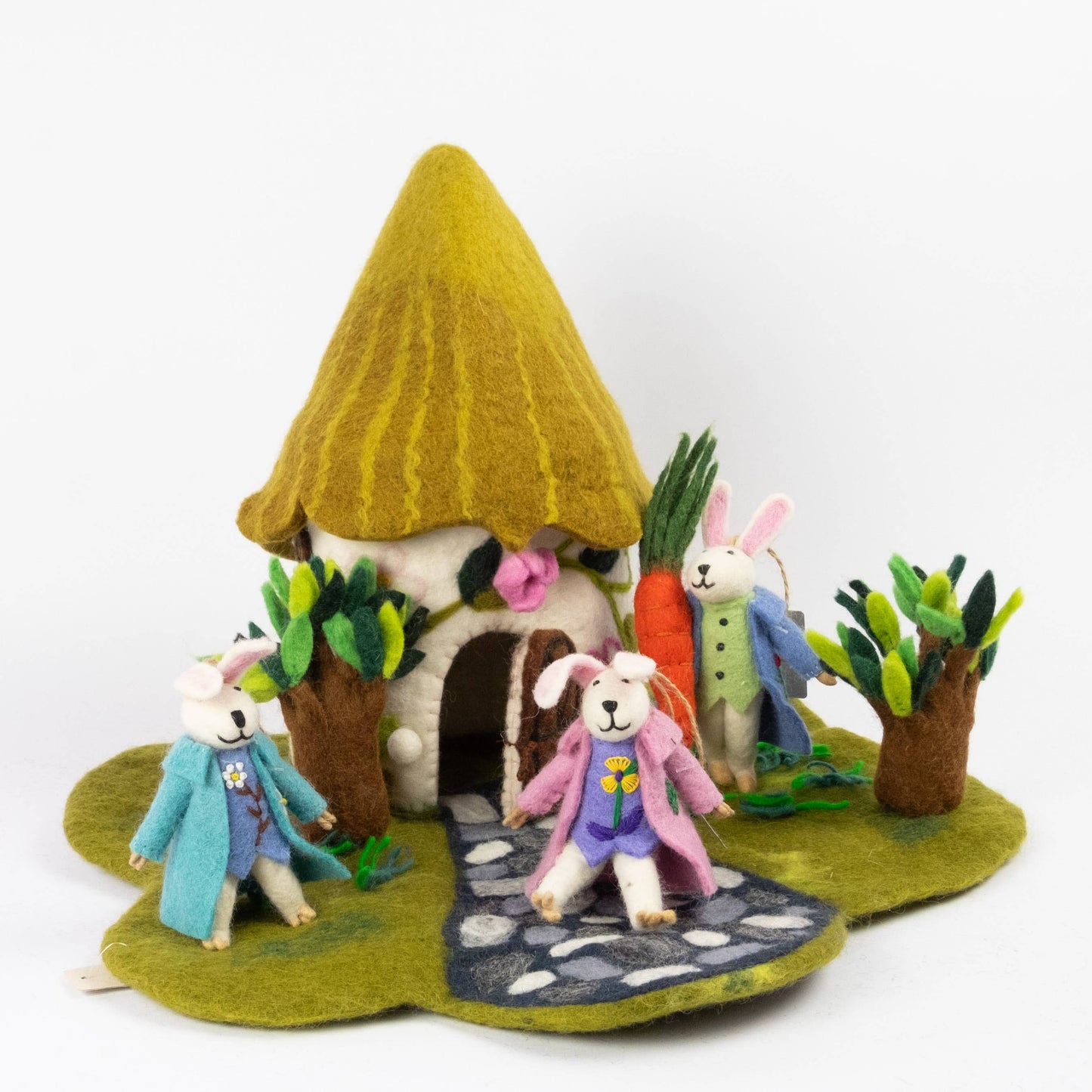 Felt Country Cottage Playset For Finger Puppets by The Winding Road - Maine Yarn & Fiber Supply