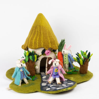 Felt Country Cottage Playset For Finger Puppets by The Winding Road - Maine Yarn & Fiber Supply