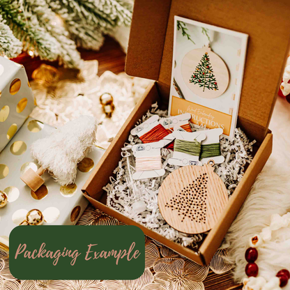 DIY Pine Wreath Wood Ornament Embroidery Kit by The HNB House