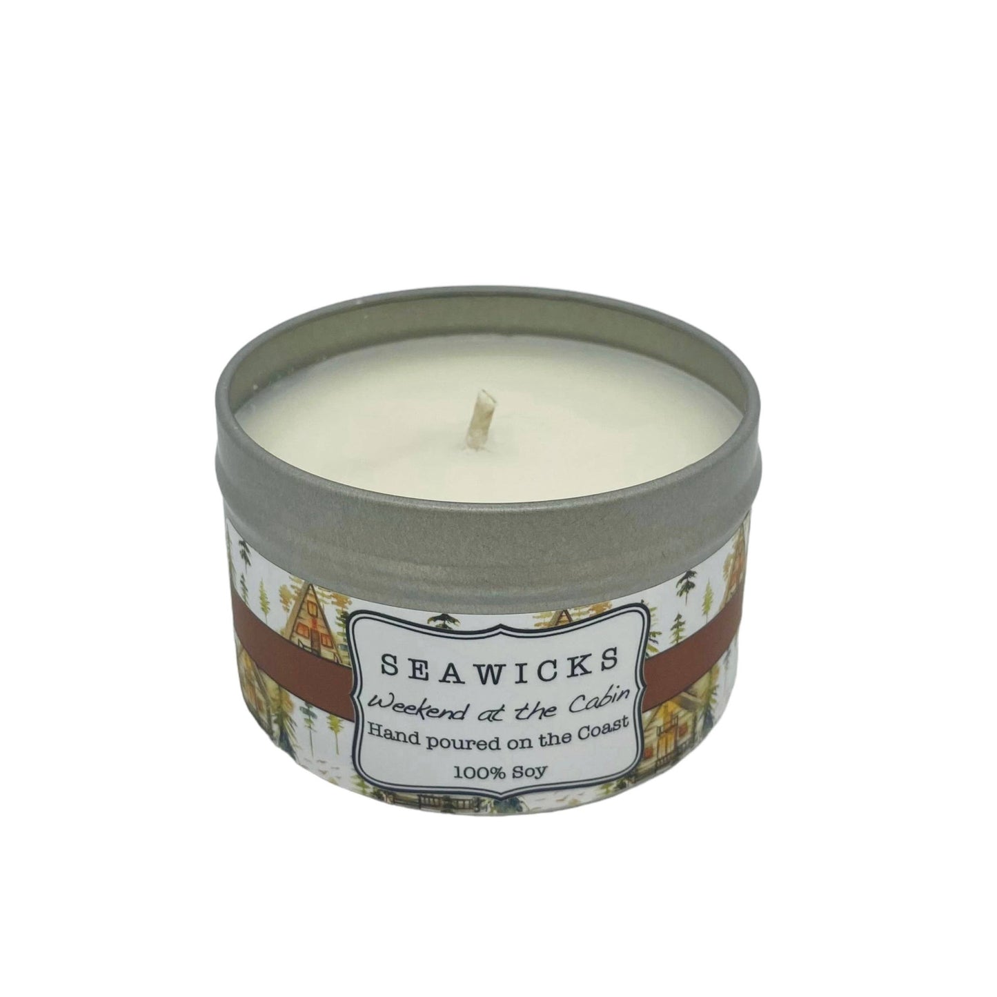 Weekend at the Cabin - Large Travel Tin Soy Candle by Seawicks Candle Company - Maine Yarn & Fiber Supply