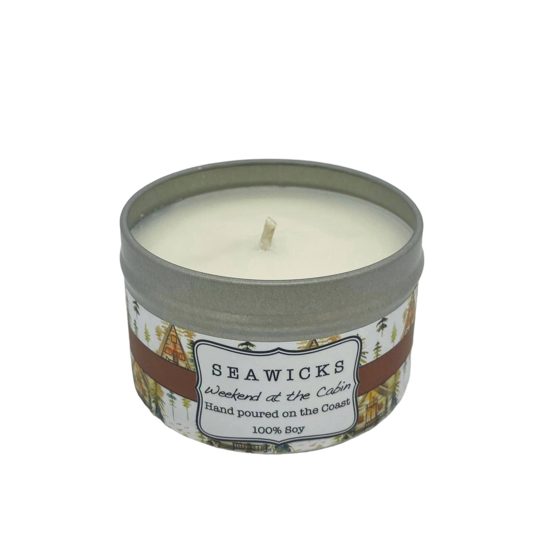 Weekend at the Cabin - Large Travel Tin Soy Candle by Seawicks Candle Company - Maine Yarn & Fiber Supply