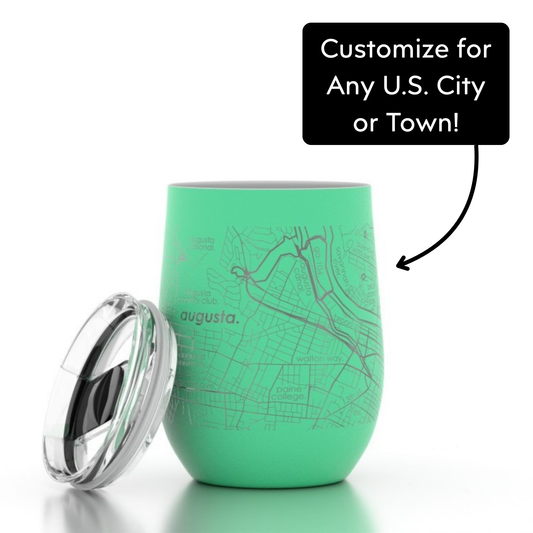 Bangor, ME Map - 12 oz Insulated Wine Tumbler in Sunrise Yellow by Well Told
