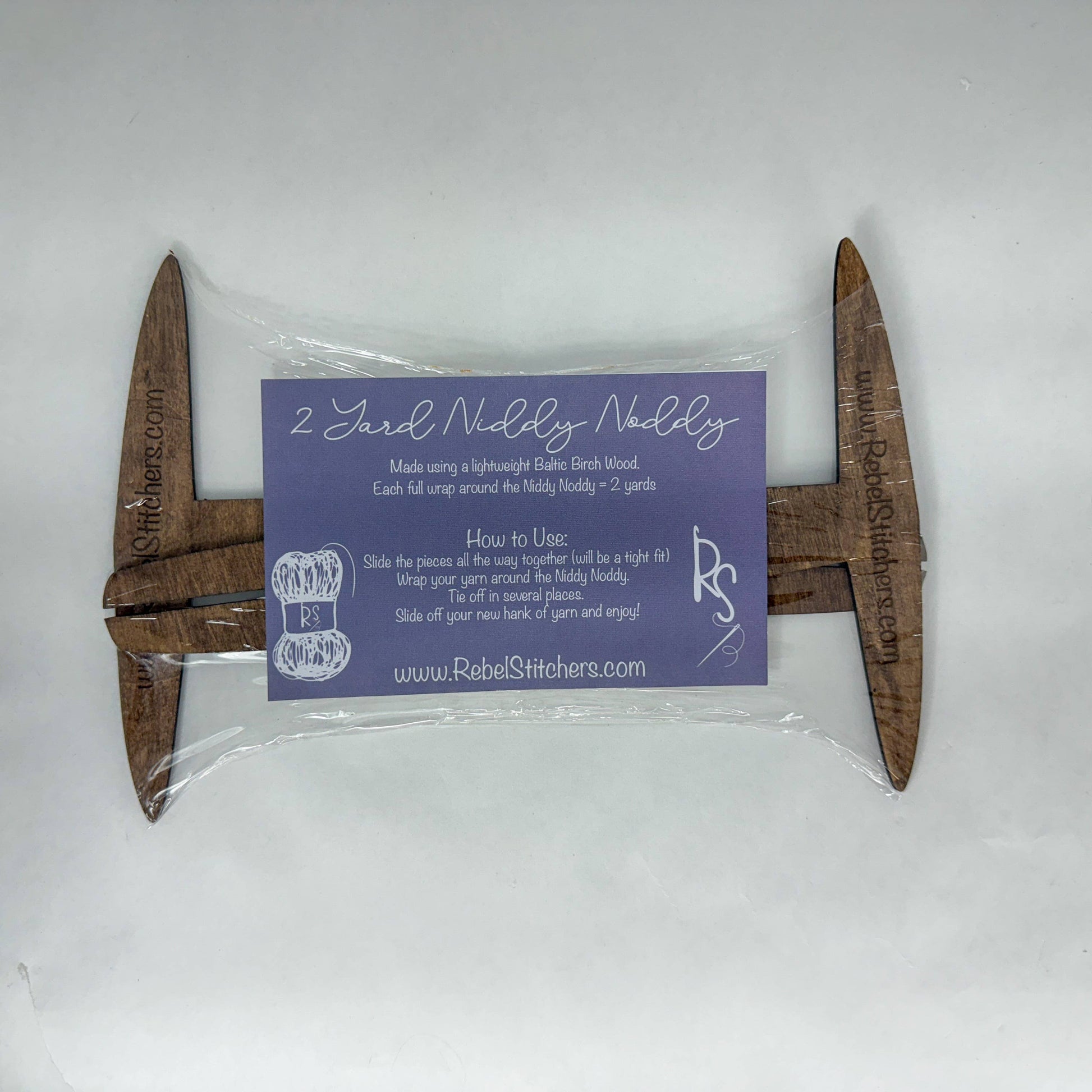 Handmade Portable Wood 2 Yard Niddy Noddy by Art by Erica H & Rebel Stitchers - Maine Yarn & Fiber Supply