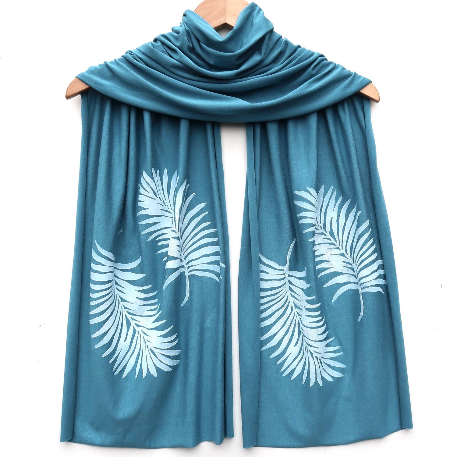 Palm Leaf Scarf (white ink) by Windsparrow Studio - Maine Yarn & Fiber Supply