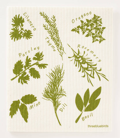 Herbs - Swedish Dishcloths by Three Blue Birds