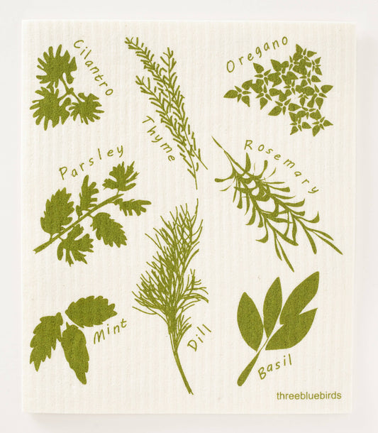 Herbs - Swedish Dishcloths by Three Blue Birds