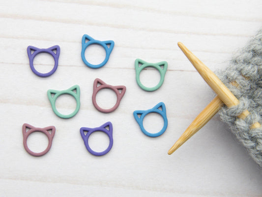 Colorful Cat Closed Ring Stitch Markers from Fox & Pine Stitches