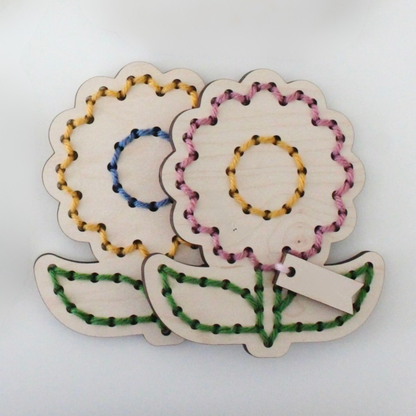 Kids Yarn Sunflower Flower Wooden Embroidery DIY Kit by The HNB House - Maine Yarn & Fiber Supply