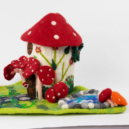 Magic Mushroom Felt Fairy PlayHouse for Finger Puppets from The Winding Road