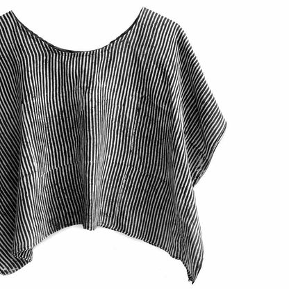 Black & White Stripes Cotton Silk Croptop by Ichcha