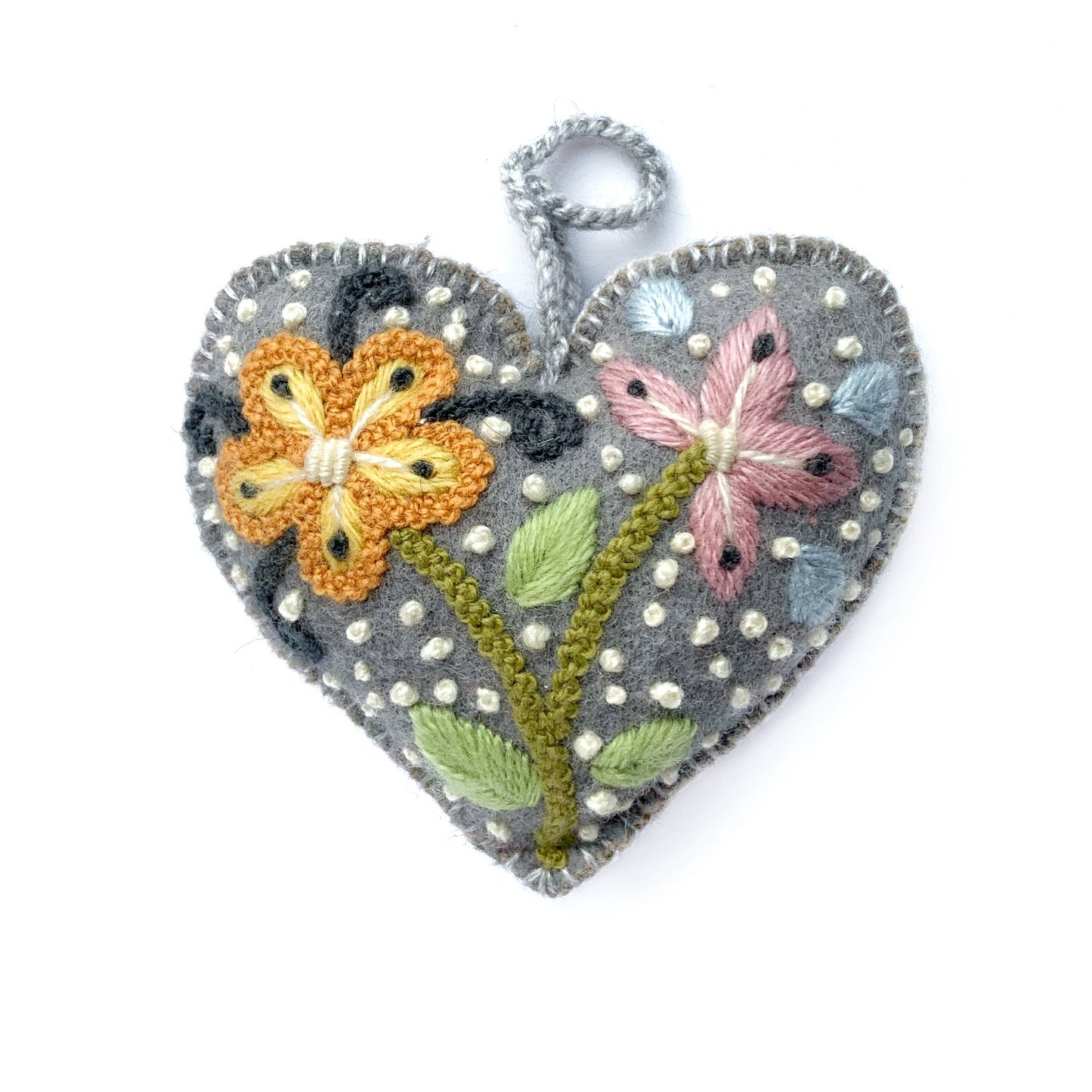 Colorful Embroidered Heart Ornament from Ornaments 4 Orphans