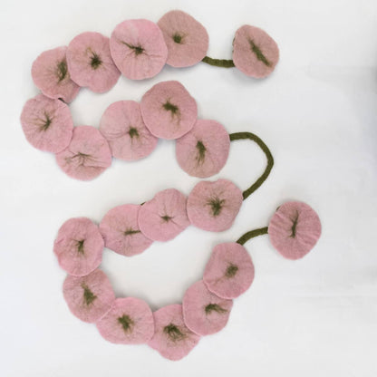 Pink - Felt Flower Vine Garland by The Winding Road - Maine Yarn & Fiber Supply