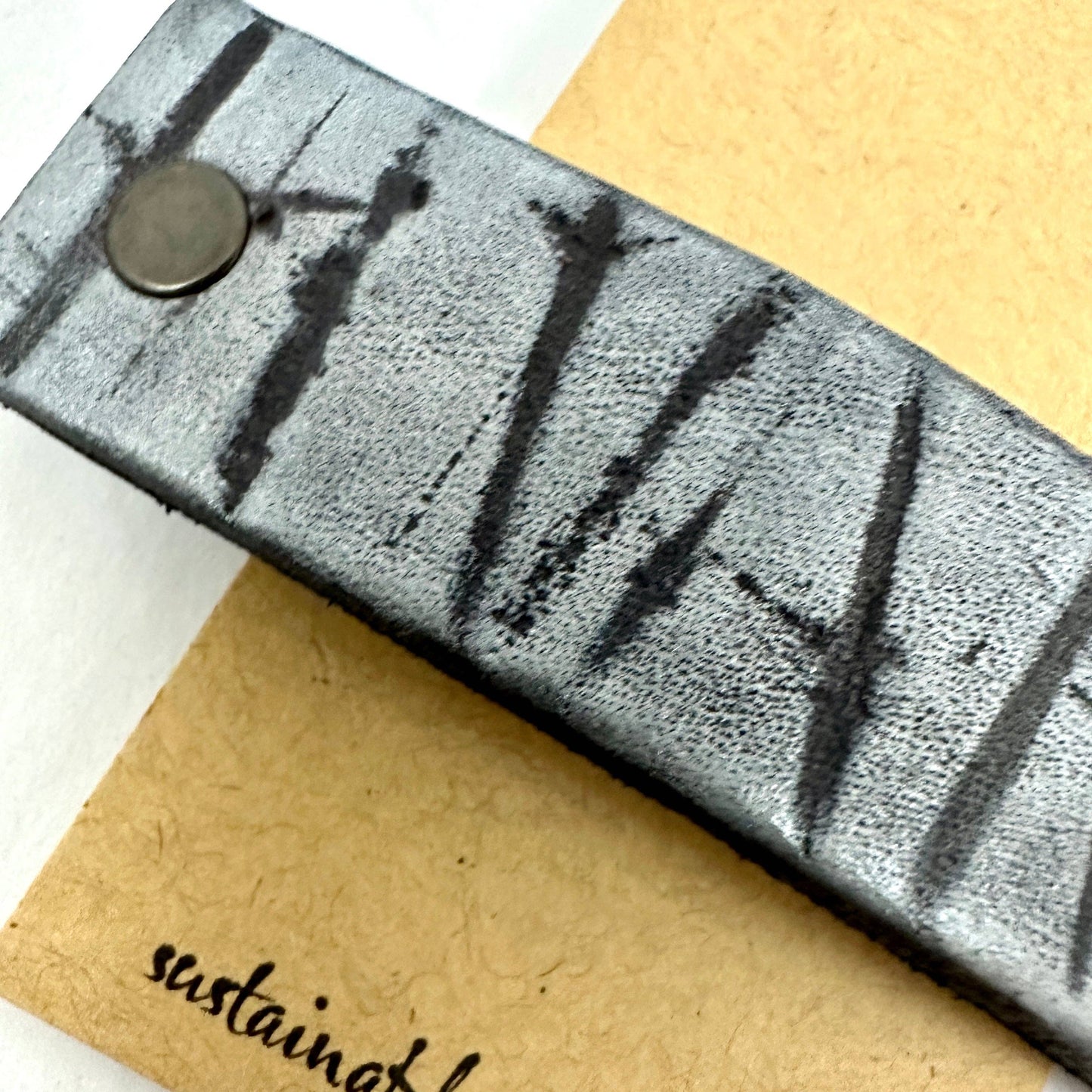 Winter Forest Trees Leather Hair Barrette by PlatypusMax