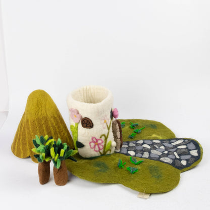 Felt Country Cottage Playset For Finger Puppets by The Winding Road - Maine Yarn & Fiber Supply