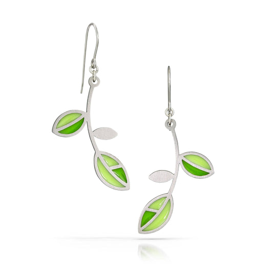 Twig Earrings in Lime by Spark Metal Studio