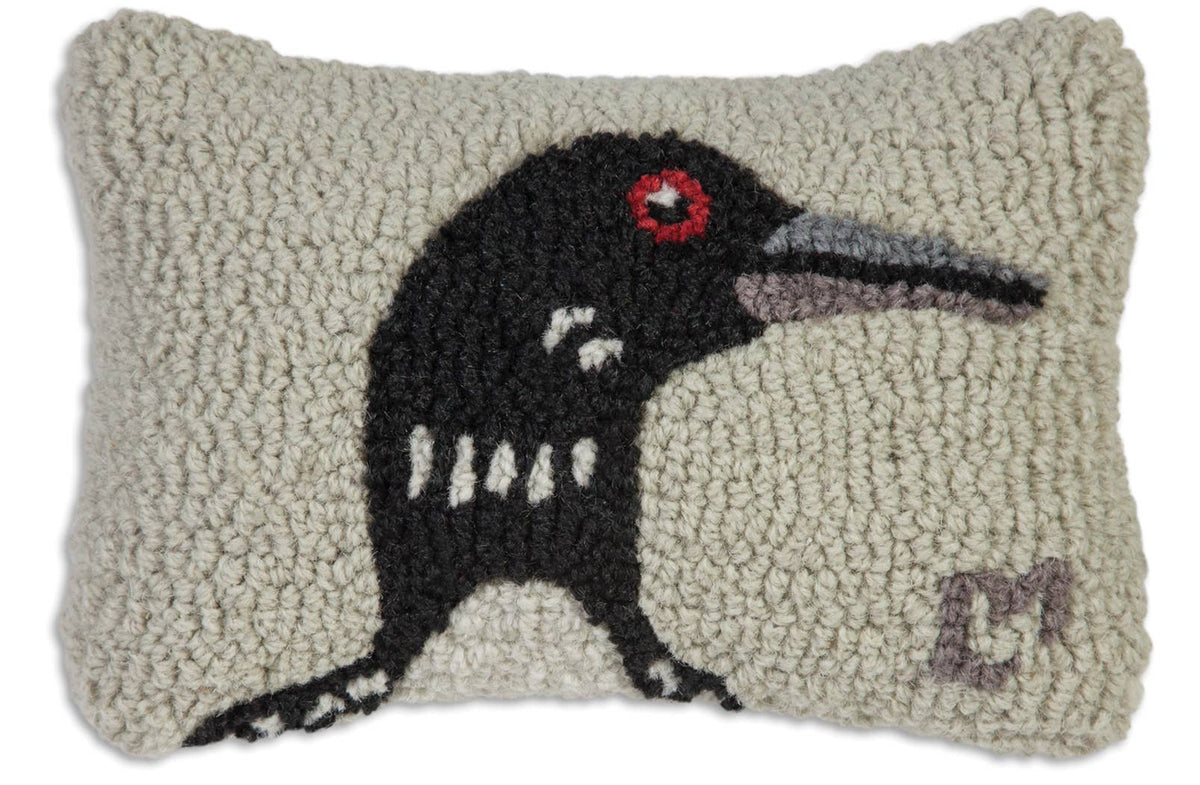 Loon 8" x 12" Hand Hooked Wool Pillow from Chandler 4 Corners - Maine Yarn & Fiber Supply