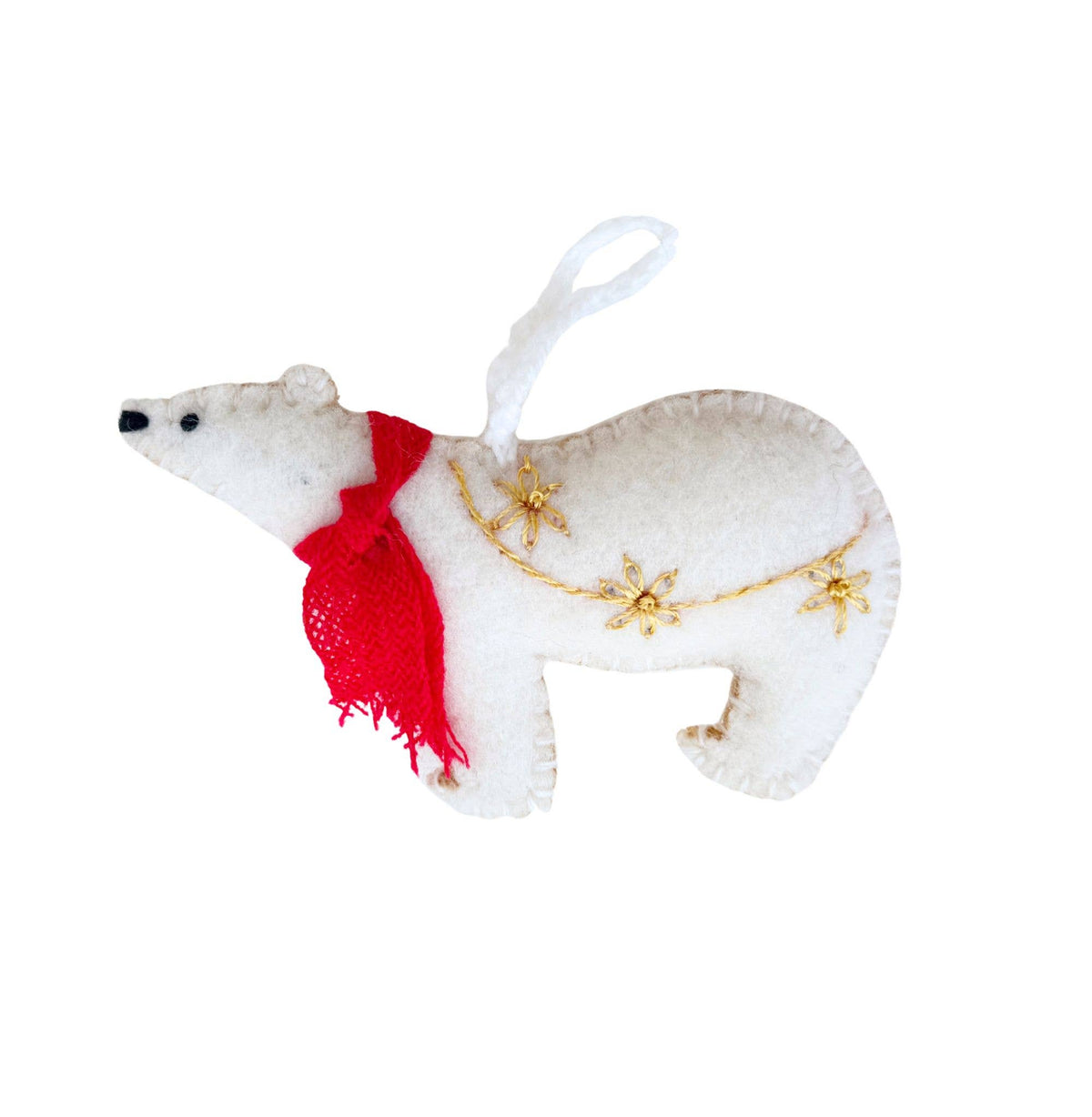 Polar Bear Embroidered Felt Wool Ornament by Ornaments 4 Orphans
